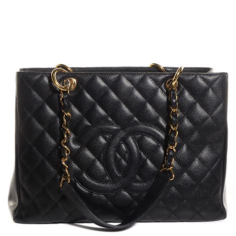 chanel black quilted caviar grand shopper